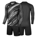 Men Goalkeeper Jersey Pro Set Bundle Padded Goalkeeper Shirt and Shorts, Black, Medium