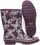 Jileon Mid Calf Rain Boots | Specially Designed For Wide Feet, Ankles & Calves | Half Height Wide Calf Rain Boots for Plus Size Women | 100% Waterproof Wide Calf Rain Boots - Mid Calf, Purple Butterfly, 6 XX-Wide