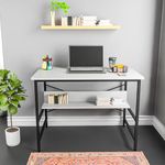 FURLAY Ark Office Desk and Study Table | 1 Year Warranty | Metal and Engineered Wood Desk for Adults & Students (White)