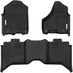 YITAMOTOR Floor Mats Fit for 2013-2018 Dodge Ram 1500/2500/3500 Crew Cab, 2019-2024 Ram 1500 Classic Crew Cab 1st & 2nd Row All Weather Custom Fit Heavy Duty Floor Liners Black