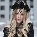 Coridy Dark Gothic Floral Headpiece Black Queen Crown Hair Bands Baroque Halloween Party Headbands Vintage Rose Flower HairBands for Ball Party Masquerade and Cosplay