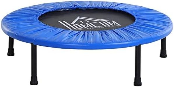 HOMCOM 38" Foldable Mini Fitness Trampoline Home Gym Yoga Exercise Rebounder Indoor Outdoor Jumper w/Safety Pad, Blue and Black