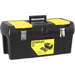 STANLEY Toolbox with Metal Latch, 2 Lid Organisers Portable Tote Tray for Tools and Small Parts, 24 Inch, 1-92-067