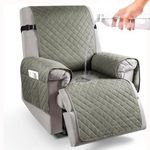HOKIPO 100% Waterproof Quilted Recliner Cover for 1 Seater with Side Pockets, Light Grey (AR-4971-LGRY)