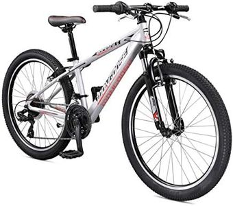 Mongoose Rockadile Kids Hardtail Mountain Bike, 24-Inch Wheels, Aluminum Step-Over Frame, 21-Speed Drivetrain, Silver