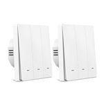 Smart Wi-Fi Touch Sensor Light Switch,3 Gang Wireless Wall Light Switch,Compatible with Tuya App,Smart Life App,Google Home,Remote Control Timer Function(2 Pack)