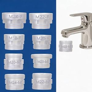 8PCS Faucet Adapter Set for Kitchen & Bathroom – HeavyDuty BPAFree ABS Male/Female Tap Converters with Inch & Metric Labels – Connects Brita, PUR Faucet Filters to Threaded Taps