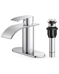 FORIOUS Bathroom Faucet, Single Handle Bathroom Faucet, Bathroom Sink Faucet Stainless Steel Single Hole Lavatory Faucet, Bathroom Vanity Faucet with Pop Up Drain (One or 3 Hole), Chrome