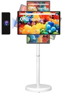OFD 22 Inch Portable TV on Wheels 1080P,Large Screen Standbyme 6GB RAM+128GB ROM,Android 13 OS,100% sRGB,5H Play Time,Rolling TV Tablet for Family,Rotating Touchscreen Monitor with Base,60Hz Re,White