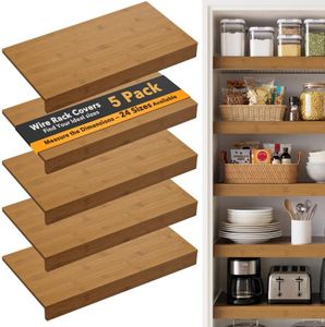 SpaceAid Bamboo Wire Shelf Covers for Pantry Rack, 40"W x 16"D, Brown 5pcs