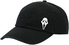 Ghostface Dad Plain Black Embroidered Patch Hat with pre-Curved Bill for Men