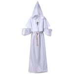 Anime Cosplays Costumes Monk Costume Friar Robe Witch Costume Priest Costume Cosplay Costume Medieval Cape (White, L)