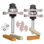 SICWOOD Tongue and Groove Router Bit Set - 1/4" Shank Adjustable Tongue and Groove Router Bit, with 2Pcs Slotting Cutter and 6Pcs Shims, Designed for Undersized Plywood,Veneered Panels