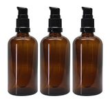 nsb herbals 100 ML Amber Round Empty Glass Bottle With Lotion Pump & Black Cap For Essential Oils, Blends, Skin Care, Cosmetics, Multipurpose Bottle (Pack Of 3)