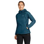 Eddie Bauer Women's MicroTherm 2.0 Down Hooded Jacket, Peacock Regular XL