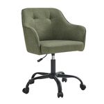 SONGMICS Office Chair, Swivel Chair, Desk Chair, Makeup Vanity Chair, Adjustable Height, Armrests, 110 kg Load, Cotton-Linen Fabric, Home Office, Study, Bedroom, Green OBG019C11