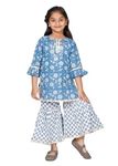 ANNA'S Kids Girls Kurti & Sharara Set Dress - Ethnic Dresses For Girl| Traditional Kurti Sharara (Blue 3-4 Years)