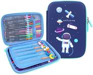 Toyshine Astronaut Space Theme 3D EVA Hardtop Pencil Case with Compartments - Kids Large Capacity School Supply Organizer Students Stationery Box - Girls Boys Pen Pouch, Blue