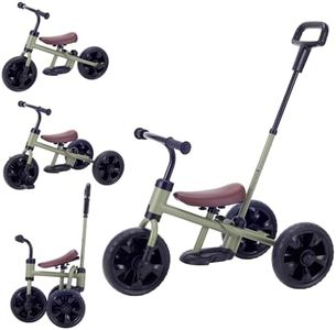 NONAKA WORLD Folding Henshin Sunrider EF Matte Olive 3452 Passenger Trike Running Bike with Handlebar
