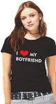 Hangout Hub Women's Round Neck T-shirt I Love My Boyfriend (Black;X-Large (40) ;) Pack of 1 Couple T-shirt