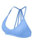 YEOREO Workout Sports Bras for Women Padded Strappy Open Back Gym Bra Lorelie Light Impact Criss Cross Yoga Crop Top Ice Blue S