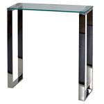 Cortesi Home Small Entry Way Console Contemporary Glass and Stainless Steel Finish, Metal, Accent Table, 28 in Wide