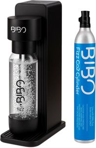 BIBO Sparkling Water Maker – Black, 60L CO2 Cylinder & 1L Bottles