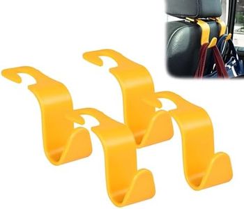 Amooca Car Seat Headrest Hook 4 Pack Hanger Universal Vehicle Car Storage Organizer for Handbag Purse Coat S Type Yellow