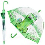 Minecraft Kids Umbrella, Folding Clear Dome or Telescopic Travel Umbrella (Green/Transparent)