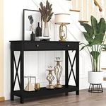 Treocho Black Console Table with Dr