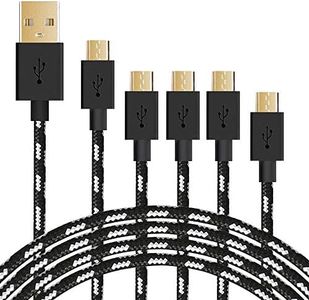 Micro Usb Cable Android Charger 5 pack premium Nylon Braided High Speed Durable Charging Cable for Android ,Samsung,Nexus,LG,HTC,Nokia,Sony,and More(Black)