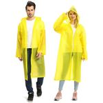 Amazon Brand - Symactive Transparent Long Raincoat Water Resistant Rain Jacket with Adjustable Hood Outdoor Portable Rainwear Poncho for Men Women Travel (Universal, Yellow)