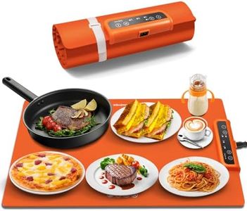 INNOWARMER Electric Warming Plate, Food Warmer, Full-Surface Heating, Foldable Silicone Warming Plate, 3 Adjustable Temperature & Timer, Electric Buffet Warmer for Buffet Family (Orange)