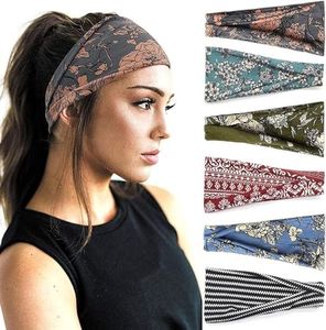 ETHEL Boho Headbands For Women Non Slip Hairbands for Women and Girls Fashion Wide Headband Yoga Workout Head Bands Elastic Hair Accessories Band 6 Pack