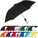 The Spectrum Popular Style 42" Automatic Open Windproof Travel Umbrella for Rain, Wind & Sun, Sturdy Lightweight Small Portable Folding Umbrella for Men and Women, Black, Spectrum