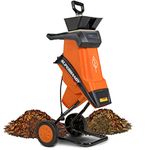 SuperHandy Wood Chipper Shredder Electric 1.5" (39mm) Max Wood Capacity 17:1 Reduction 15A 1800W 120VAC Dual Edge Blades for Fire Prevention & Firebreaks