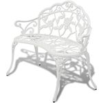 vidaXL White Cast Aluminium Garden Bench - Ornate Outdoor Seating for Patio/Park, Floral Pattern, 2-Seater, Weather-Resistant, 100x54x80cm