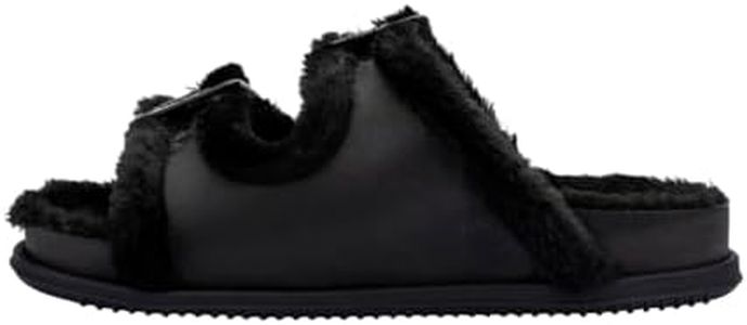 Melissa Cozy Jelly Slides for Women - Thick-Soled Slides with Adjustable Double Buckle Straps, Slip-on Vegan Jelly Shoes, Super Soft and Flexible Slides with Open Toe Design, Warm, Black, 8