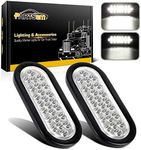 Partsam 2x Oval Clear Lens White Stop Turn Tail Backup Reverse Fog Lights Lamps Rubber Flush Mount 6" 24 LED for Truck Trailer Boat RV Waterproof