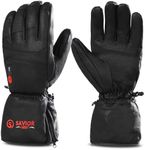 SAVIOR HEAT Heated Gloves for Men Women, Rechargeable Electric Heated Leather Skiing and Snowboarding Gloves(S)