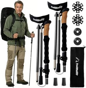 TrailBuddy Foldable Trekking Poles – Ultralight 7075 Aluminum, EVA & Cork Grip Collapsible Hiking Poles – Lightweight Adjustable Walking Sticks for Men, Women, Seniors & Travel