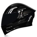 Woljay Full Face Flip Up Motorcycle Modular Helmet Integrated Motorbike Dual Visor for Adults Men Women Moped Street Racing DOT Approved (Count Black Silver - Smoke Visor, Large)