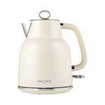 Salter Retro Cream 1.7 L Kettle – 3KW Rapid Boil, 360° Base, Removable Limescale Filter, Cordless, Water Level Window, Blue Indicator Light, Boil Dry Sensor & Auto Shut-Off, Vintage Design