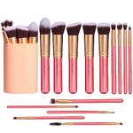 BS-MALL New 14 Pcs Makeup Brushes Premium Synthetic Kabuki Makeup Brush Set Cosmetics Foundation Blending Blush Eyeliner Face Powder Brush Makeup Brush Kit(golden Pink)