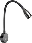 acegoo 12V LED Reading Light RV Flexible Gooseneck Reading Lamp with USB Quick Charger, DC12-24V, Hard-Wired Surface Mount (Full Metal/Gloss Black)