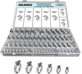 120-Piece Stainless Steel Hose Clamp Kit โ Adjustable Worm Gear Clamps for Plumbing, Automotive & Mechanical Use โ 304 Stainless Steel, 16-25mm & 19-29mm (0.5โ Width), 5/16โ for Others (Pack 120)