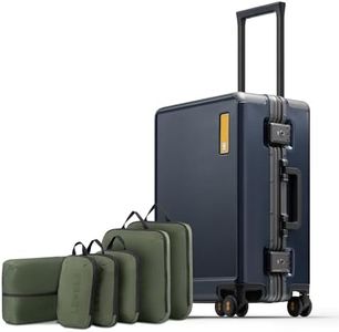 LEVEL8 Carry On Luggage Zipperless Hard Case Luggage with Wheels 20" Blue | No Zipper, Aluminum Frame, Hardside, Spinner Wheels, Tsa Locks, Polycarbonate