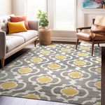 Rugshop Moroccan Trellis Contemporary Indoor Area Rug, 5'3" x 7'3", Gray/Yellow