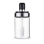 GVB ENTERPRISE Borosilicate Glass Food Storage Jar with Brush for Ghee, Butter, Oil for Kitchen - 250 Ml, 1 Piece (I JAR BOTTEL Brush 02)