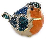 JWT Astyle Robin Bird Hinged Jewelry Box with Stones,Collectible Animal Trinket Box.Rings Earrings Storage Boxes,Bird Figurine Home Decor Gift.,2x1 3/4x1 1/2in